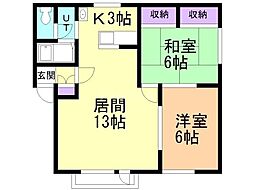 サンビレッジホワイト3 2LDKの間取図画像