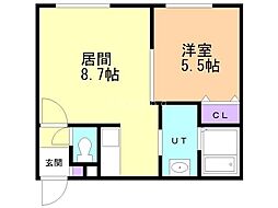 札幌市北区北三十六条西3丁目マンション 1LDKの間取図画像