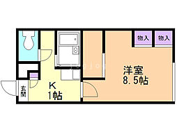 レオパレスカーミーエルム 1Kの間取図画像