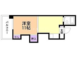エルムハイデンス ワンルームの間取図画像