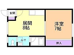 エールハイツヒロ 1LDKの間取図画像