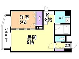 レーヴ・フロレゾン 1LDKの間取図画像