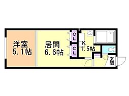モデュロールナカジマコーエン2nd 1LDKの間取図画像
