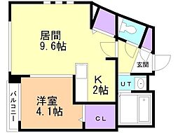 ＬＯＴＵＳ大通公園（ロテュス大通公園） 2階1LDKの間取り