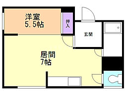 リンクス宮の森 1DKの間取図画像