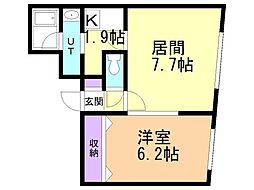 メディクレスト 3階1LDKの間取り