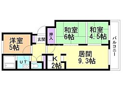 サンギャラリーハイツ山鼻 3階3LDKの間取り