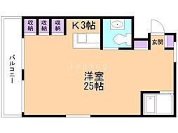ライオンズマンション第7大通 1Kの間取図画像