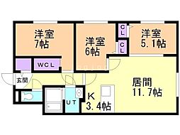 COMSAP南17条 3LDKの間取図画像