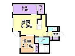 PinoKitamaruyama 1SLDKの間取図画像