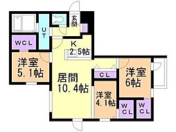 札幌市中央区南六条西13丁目マンション 3LDKの間取図画像
