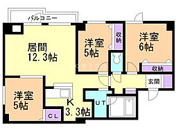 ブランシャール表参道 3階3LDKの間取り