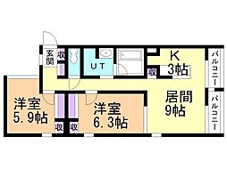 プルミエールメゾン南円山 2LDKの間取図画像