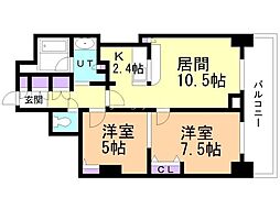 ＰＲＩＭＥ　ＵＲＢＡＮ札幌リバーフロント 205 2階2LDKの間取り
