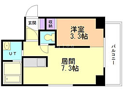 札幌レジデンス植物園 4階1DKの間取り