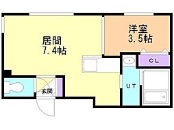 レジデンス円山北 1LDKの間取図画像