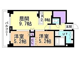 札幌市中央区北三条西12丁目マンション 2LDKの間取図画像