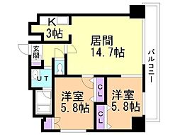 ハイムエルデZW 2LDKの間取図画像