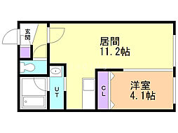 エルシア北2条 1LDKの間取図画像