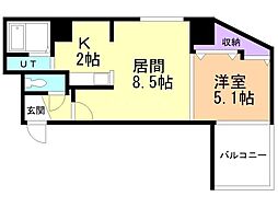 パークヒルズU・D・A 1LDKの間取図画像
