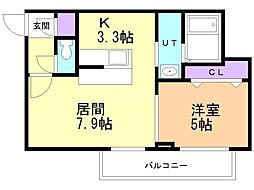 カレラ伏見 1LDKの間取図画像