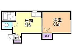 ファイン南六条 1DKの間取図画像
