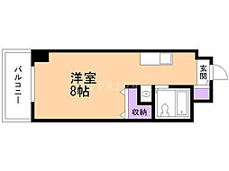 メゾンエクレーレ近代美術館 ワンルームの間取図画像