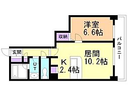 PRIMEURBAN札幌リバーフロント 1LDKの間取図画像