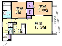 アビタシオン 2LDKの間取図画像