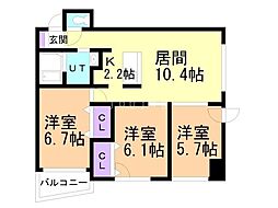 グランメール緑道館 3LDKの間取図画像