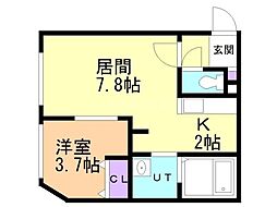 VillageSoen 1LDKの間取図画像