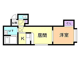 ラングキューベル 1DKの間取図画像