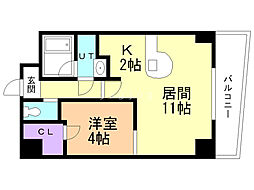 日宝ノール山鼻 1LDKの間取図画像