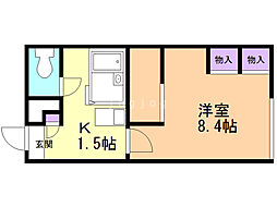 レオパレスメルヴェユー山鼻 1Kの間取図画像