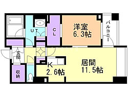 プライムメゾン大通公園 1LDKの間取図画像