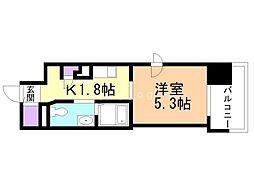 レジディア南一条 1Kの間取図画像