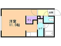 レユシールN6W11 ワンルームの間取図画像