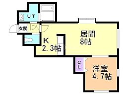 ウエストコースト大通 1LDKの間取図画像