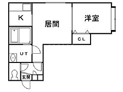 癒しの館南8条 1LDKの間取図画像