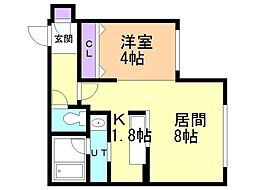 植物園テラス 1LDKの間取図画像