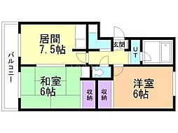 ノーランド山鼻 2DKの間取図画像