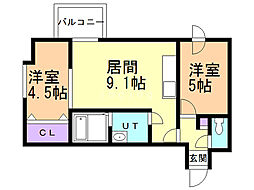 グランドジョラスN6 2LDKの間取図画像
