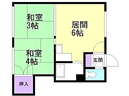 くぼたハイツ 2DKの間取図画像