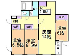 クラリス南9条 3LDKの間取図画像