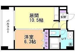 エナコート知事公館前 1LDKの間取図画像