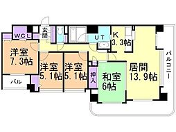 ライオンズヴィアーレ大通 4LDKの間取図画像