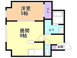パークヒルズ北円山 1LDKの間取図画像