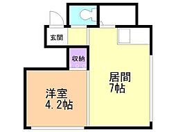 グリーン・グラス宮の森 1DKの間取図画像