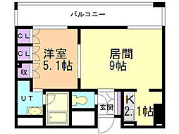 ラフィネタワー札幌南3条 1LDKの間取図画像