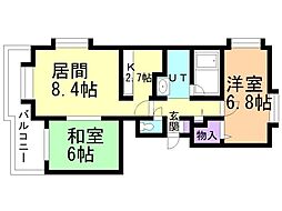 105松井ビル 2LDKの間取図画像